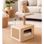 Rascador Torre 3 en 1 para Gatos con Cueva y Cama Alta (70cm.) - Imagen 2