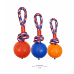 3und. ($3.230 c/u) - Pelota con Cuerda para Perros de Goma 7 cm