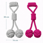 3und.  ($3.890 c/u) - Juguete de Cuerda para Perro con Doble Bola y Asa 30 cm