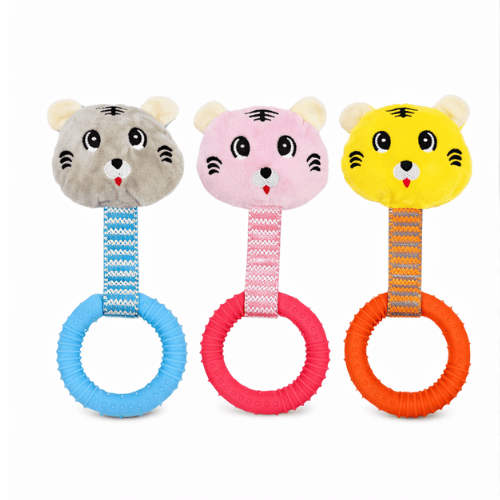 Juguetes Macostasss (24) 6und. ($1.490 c/u) - Juguete de Peluche Tigre con Aro Mordedor para Perro - Imagen 1