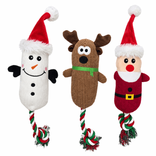 Juguetes Macostasss (46) 3und. ($3.440 c/u) - Juguete de Peluche Navidad para Perros con Cuerda - Imagen 1